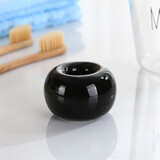 羽熠糖果色时尚牙刷底座架个性牙刷收纳架陶瓷牙具座情侣牙刷底座架 圆型牙刷座 黑色一个 4.5cm