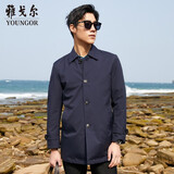 雅戈尔（YOUNGOR）风衣男翻领单风衣锦纶耐穿舒适透气男士上衣外套 ZYDF424995FQA(CEO藏青) L 175/96A