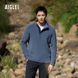 AIGLE艾高抓绒衣经典款POLARTEC户外保暖休闲耐穿半拉链上衣男士 岩灰蓝 BE482 2XL (190/104A)