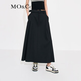 MO&Co.中高腰长款压褶宽松A字半身裙伞裙(附腰带)设计感裙子摩安珂 黑色-第2批 XS 155