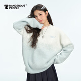 Dangerous people薛之谦dsp新年礼遇季渐变仿貂毛时尚宽松圆领套头毛衣针织衫 白色 XL