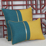 千衣布伊除甲醛简约现代沙发靠枕北欧客厅轻奢抱枕靠枕含芯靠背套 双拼蓝+黄 60*60CM含芯