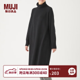 无印良品（MUJI）女式  天竺 高领连衣裙 女装长袖裙子冬季 W9AA875 黑色 XS-S （155/80A）