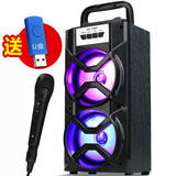 拼搏者 便携蓝牙音箱大音量低音炮户外小型广场舞音响迷你带麦克风家用手机微信收款语音播报器