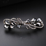 玲川妈妈发夹女后脑勺夹子头饰顶夹一字弹簧夹大号横夹马尾夹水钻发卡 10颗水晶灰色