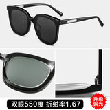 CAPONI偏光GM墨镜男女太阳镜近视开车眼镜防紫外线套镜明星大脸可配度数 偏光-双眼550度（1.67超薄）
