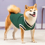 智宙狗狗衣服中型犬秋冬款保暖柴犬泰迪比熊法斗柯基学院风卫毛衣秋季 墨绿学院风毛衣 XL适合14斤内