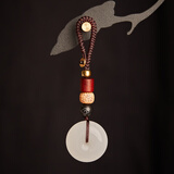 平安扣汽车钥匙扣挂件高端精致男女玉石饰品吊坠电动车手工钥匙链 【平安扣】白色