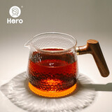 Hero 日式锤纹杯透明玻璃咖啡杯耐高温茶杯防滑水杯手冲咖啡杯 锤纹玻璃分享壶400ml