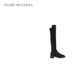 STUART WEITZMANSW女士5050系列时尚显瘦粗跟低跟珍珠装饰圆头长靴 黑色35