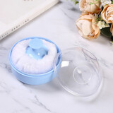 依莲花发廊清理碎发散粉干粉扑婴儿粉扑盒爽身粉宝宝绒毛粉扑垫粉扑盒 蓝色 1个