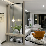 普里特北欧轻奢长虹超白玻璃屏风隔断客厅现代简约卧室遮挡置物玄关轻奢 碳素钢边框（不含台面跟立柱）