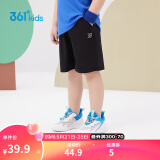 361°儿童短裤2024夏季男女童3-12岁透气运动裤梭织五分裤 黑 110