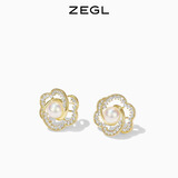 ZEGL山茶花耳钉女气质高级感耳环银针轻奢轻奢送闺蜜生日礼物