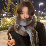 麻衣姑娘韩系ins格子围巾女冬季感新款加厚保暖百搭学生披肩复古围脖男潮 加厚蓝色【男女同款】