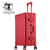 艾蓓罗（Abellone）德国全铝镁合金拉杆箱万向轮金属行李箱26男女密码登机箱包 直角款红色 24寸