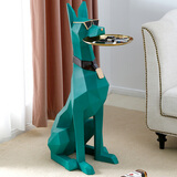 冰石美创意大型落地狗摆件现代客厅电视柜沙发旁家居装饰品乔迁新居礼品 大号绅士犬绿金款【高约94cm】