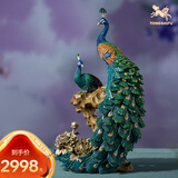 铜师傅 《花开富贵》 客厅 桌面 铜孔雀摆件 家居装饰工艺品