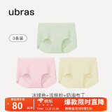 ubras【店铺推荐】无尺码女士内裤抗菌裆无痕内裤女高弹升级包臀 升级(冰绿+浅桃粉+奶油布丁) 3条 均码 90-130斤