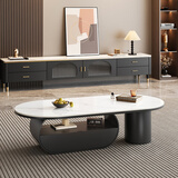 家愫轻奢岩板茶几客厅小户型家用现代简约高级感电视柜组合2025新款 【套装】2米电视柜+1.2m岩板茶几