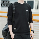 JEEP SPIRIT吉普卫衣男韩版圆领宽松男士卫衣百搭长袖打底衫 黑色 4XL 