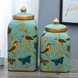 蒂拉美式复古陶瓷收纳罐摆设创意装饰品样板房间欧式做旧储物罐摆件 玛格丽特套罐