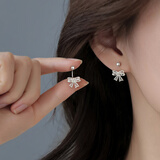 巷南999纯银蝴蝶结耳钉2026新款爆款轻奢耳环小众高级感女气质耳饰品 999银镂空蝴蝶结耳钉（一对）