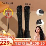 达芙妮（DAPHNE）官方靴子女长筒靴女骑士靴2024年厚底显瘦马丁靴女秋冬款高筒女靴 黑色加绒【薄绒款】 36