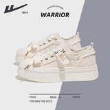 回力粉色帆布鞋女2025新款春夏小众设计透气百搭厚底松糕小香风饼干鞋 米色【温柔风】 34