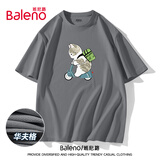 班尼路（Baleno）夏季短袖男女款潮牌定制卡通猫百搭上衣t恤运动宽松五分袖衣服