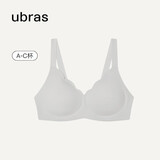 ubras花瓣杯软支撑文胸罩细肩带女士内衣女无钢圈聚拢椰青灰-背心S