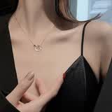 忆瑾项链女s999足银双环相扣莫比乌斯环韩版镶钻锁骨链520情人节礼物 【刻字款】莫比乌斯项链-白金色