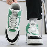 潮小二（CHAOXIAOER）男鞋夏季休闲鞋子透气高帮鞋子男户外跑步鞋男板鞋高帮鞋潮鞋子 白绿色-1810【增高8CM】 42