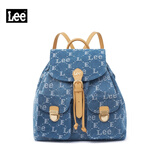 Lee老花牛仔双肩包街头潮流帆布背包复古休闲时尚旅行包通勤电脑包 牛仔蓝