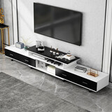 宜造（YIZAO）电视柜落地一体靠墙客厅轻奢高级感家用小户型伸缩茶几电视柜组合 四抽伸缩160-240|黑白+黑玻璃 自主安装