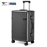 七匹狼行李箱小型20英寸登机箱品牌拉杆箱铝框结实万向轮密码旅行箱商务 深灰色 20英寸 （标准登机箱）