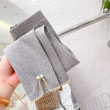 惠奴比2025儿童洋气修身打底裤春秋新款女童时尚运动裤宝宝舒适高弹 2129-开叉打底裤-灰色 90 CM