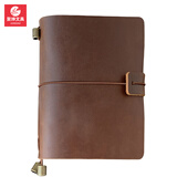 聚绅（JUNDSAM）真皮笔记本本子旅行本 盖章打卡本 手帐本复古日记本头层牛皮记事本商务会议记录本 棕色 A5款式