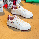 Kappa卡帕女鞋刺绣板鞋2026春季新款休闲厚底低帮小白鞋百搭运动鞋子女 经典白/内涵粉 【刺绣樱桃系列】 40