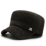 畅印 中老年人帽子男士毛呢保暖帽秋冬天爸爸爷爷帽老头加厚护耳鸭舌帽 平顶帽咖色