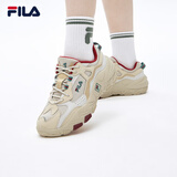 斐乐（FILA）男女同款跑步鞋舒适轻便慢跑透气休闲运动鞋百搭时尚掠夺者情侣鞋 米色/雨雾灰-AN【女款】 36.5