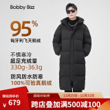 BOBBY BIZZ95%白鹅绒羽绒服男女大码过膝加厚2024城市轻户外新款保暖中长款 黑色高蓬松无异味（男女同款） S 110斤左右 含绒量330g