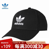 adidas阿迪达斯帽子男女休闲运动帽遮阳时尚潮流棒球帽网球帽户外鸭舌帽 三叶草黑色 EC3603