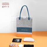 中国国家博物馆溪山晓月毛毡包手提袋单肩包简约国潮创意古风国博文创生日礼物男女生通用电脑包 浅灰色