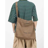 喜梵登 XEFARDER斜挎手提两用包男女同款手提包通勤包单肩包帆布大容量上课包 OUT斜跨 棕色（长39高32厚7）cm 升级封口拉链 无扣款