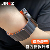 竞技者适用于苹果手表s10/s9表带iwatch s8 ultra2硅胶磁吸s7/6/5男女款apple watch手表带 【灰配橙】S10/9/8/7/6/5磁吸 44/45/46/49mm表盘