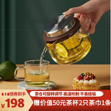 器域（QIYU）得意壶耐热加厚大容量家用玻璃茶壶泡茶壶旋转茶壶功夫茶具泡茶器 茶壶（咖啡色）