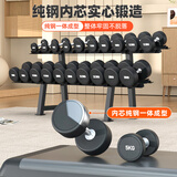 爱宸纯钢哑铃套装组合男士健身家用5kg/10kg健身房包胶一体式固定亚玲 PEV哑铃(无味/抗摔)单只装 2.5KG