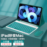 CANHOOGD ipad键盘保护套2021pro苹果9/8代10.2平板壳air5/4蓝牙鼠标套装 iPad10.2英寸【七彩背光款】暗夜绿六件套