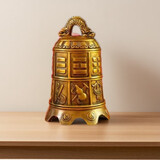 玄大师黄铜复古八宝钟摆件金属八仙铜钟法器铜铃铛饰品屋檐挂件 八宝铃高13Cm